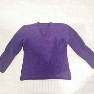 100% Cashmere Women's Purple V-Neck Sweater